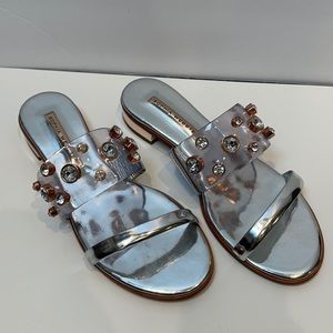 Sophia Webster Dina Gem Slide - Rose Gold with Silver & Rhinestones